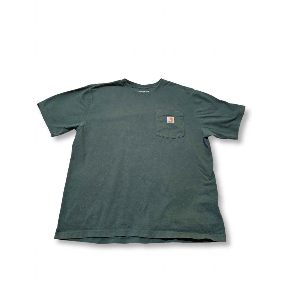 Carhartt K87 Pocket T Shirt Mens XL Loose Fit Hunter Green Heavyweight Work Tee